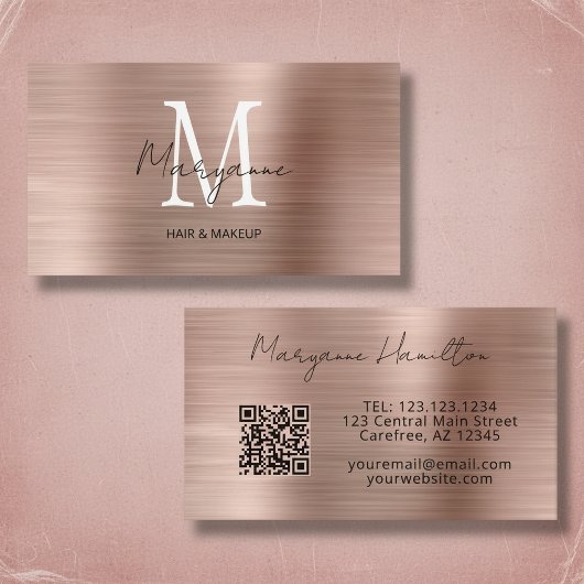 Monogram Roze Goud QR Visitekaartje