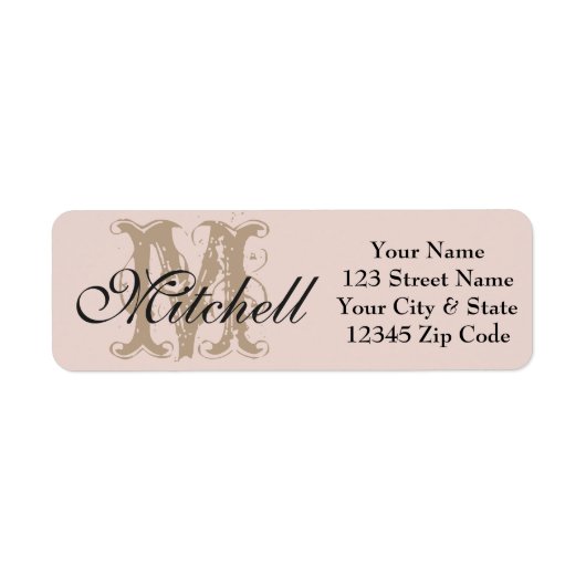 Monogram roze goud retouradreslabels etiket (Voorkant)