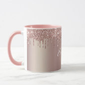 Monogram Roze Goud Roze Glitterende Koffiemok Mok (Links)
