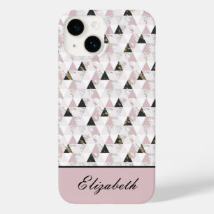 Monogram Roze Goud Zwart Wit Marmer Geometrisch Case-Mate iPhone 14 Hoesje