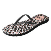 Monogram Roze Goud Zwarte Luipaardprint Trendy Teenslippers (Schuin)