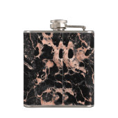 Monogram Roze Goud Zwarte Marmer Heupfles (Achterkant)