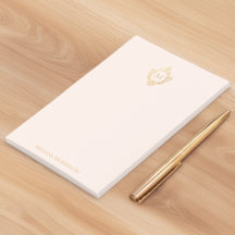 Monogram Roze Gouden Crest Elegante Vrouwelijke Na