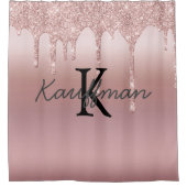 Monogram roze gouden druppel glitters trendy bad douchegordijn (Voorkant)