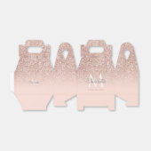 Monogram roze gouden glinsterende roze bedankdoosjes (Uitgevouwen)