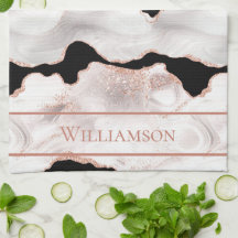 Monogram Roze Gouden Glitter Agaat Zwart Wit Draai