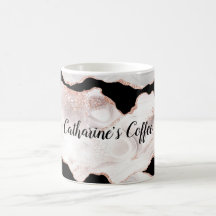 Monogram Roze Gouden Glitter Agate Zwart Wit Draai