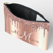 Monogram Roze Gouden Glitter Look Drips Meisjesach Etui (Open)