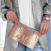 Monogram Roze Gouden Glitter Look Drips Meisjesach Etui