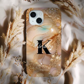 Monogram Roze Gouden Glitter Marmer Case-Mate iPhone Case