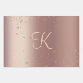 Monogram Roze Gouden Glitter Script Trendy Inpakpapier Vel (Voorkant 2)