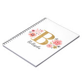 Monogram Roze Gouden Letter B Initiaal Bloemen Notitieboek (Linkerzijde)