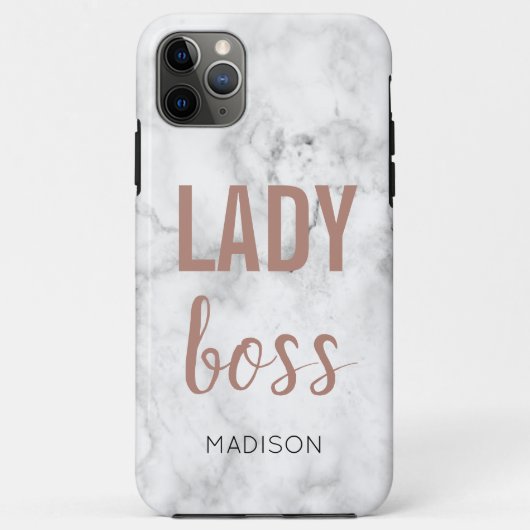 Monogram Roze Gouden Lettering | Marmer Lady boss Case-Mate iPhone Case (Achterkant)