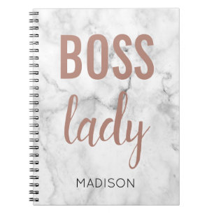 Monogram Roze Gouden Lettering Marmeren Boss Lad Notitieboek