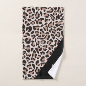 Monogram roze gouden luipaardprint trendy bad handdoek (Handdoek)