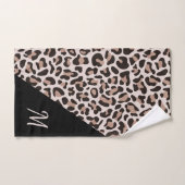 Monogram roze gouden luipaardprint trendy bad handdoek (Handdoek)
