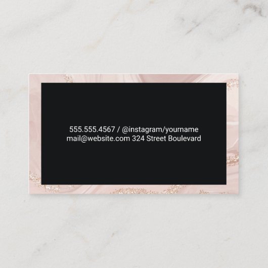 Monogram | Roze goudmarmer Visitekaartje (Achterkant)