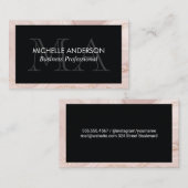 Monogram | Roze goudmarmer Visitekaartje (Voorkant / Achterkant)