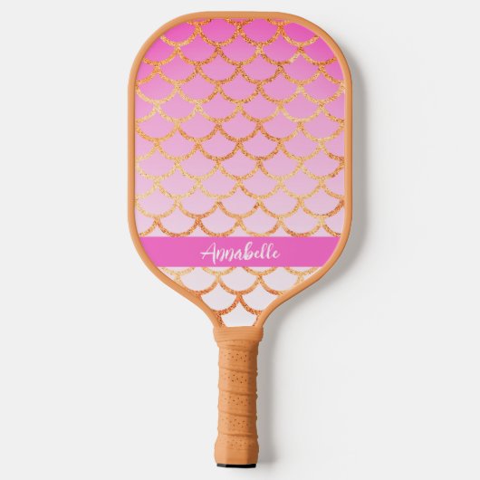 Monogram roze goudvormig patroon Glitter Sparkle Pickleball Paddle (Achterkant)