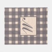 Monogram roze grijs gingham patroon fleece deken (Voorkant (Horizontaal))