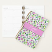 Monogram Roze Grijs Groen Boho Waterverf Bloemende Planner (Display)