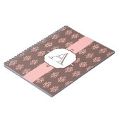 Monogram Roze Grijs Kantlijn Notitieboek Cadeau (Linkerzijde)