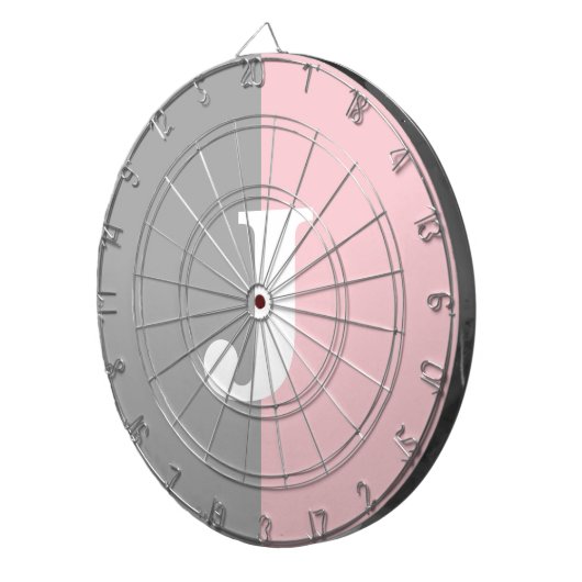 Monogram Roze Grijs Wit Girly House Party Dartbord (Voorkant Rechts)