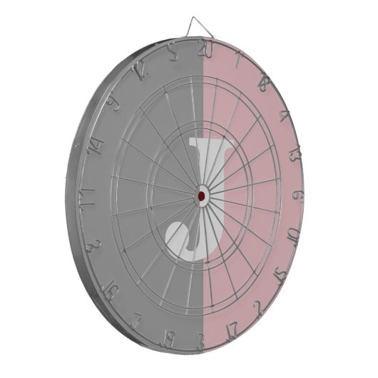 Monogram Roze Grijs Wit Girly House Party Dartbord (Voorkant Links)