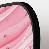 Monogram Roze Grijs Wit Glitter Swirl Pickleball Paddle (Links Detail)