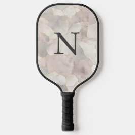 Monogram Roze Grijs Wit Goud Marmer Pickleball Paddle