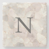 Monogram Roze Grijs Wit Goud Marmer Stenen Onderzetter (Voorkant)