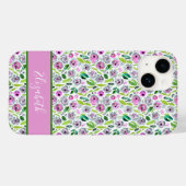 Monogram Roze Grijze Boho Waterverf Floral Case-Mate iPhone Case (Achterkant (horizontaal))