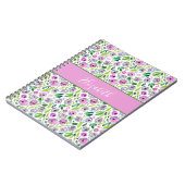 Monogram Roze Grijze Boho Waterverf Floral Notitieboek (Linkerzijde)