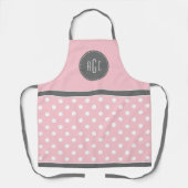 Monogram roze grijze en witte polka stippen schort (Voorkant)