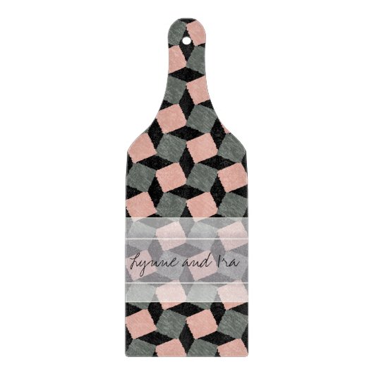 Monogram roze grijze geometrische ijkplanken snijplank (Voorkant)