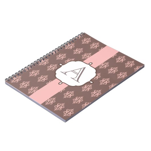 Monogram roze grijze Notitieboek Gift (Linkerzijde)