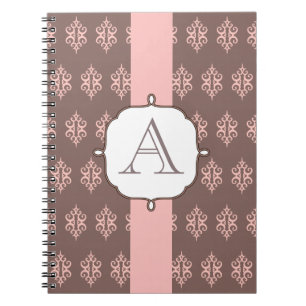 Monogram roze grijze Notitieboek Gift