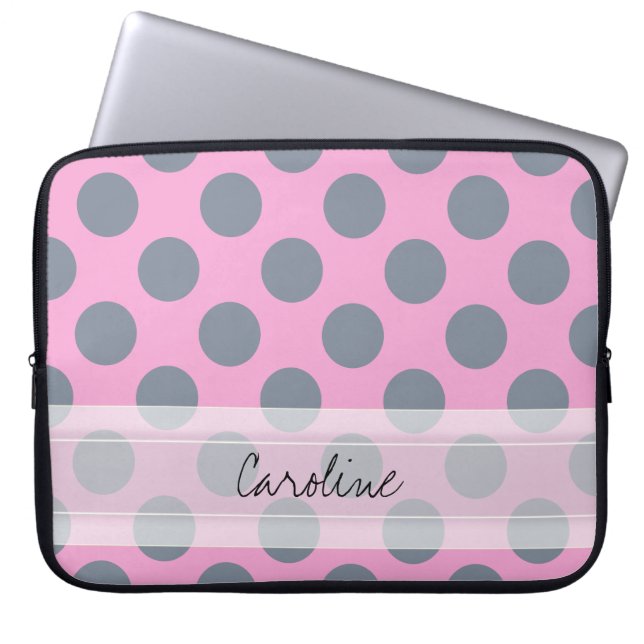 Monogram roze grijze rode rode rode polaire dot pa laptop sleeve (Voorkant)