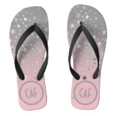 Monogram roze grijze sterren ombre Stylish Chic Tr Teenslippers (Voetbed)