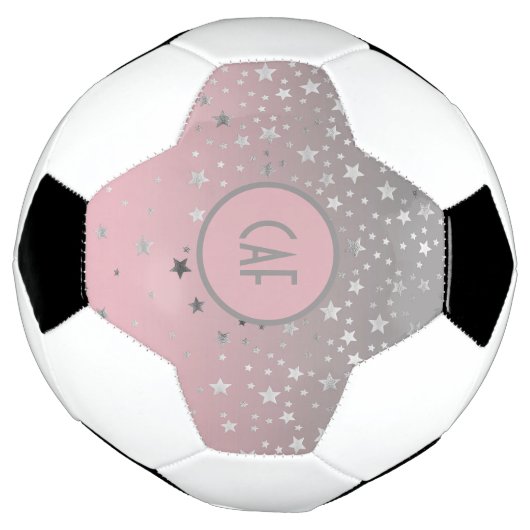 Monogram roze grijze sterren Ombre Trendy Chic Voetbal (Gedraaid)