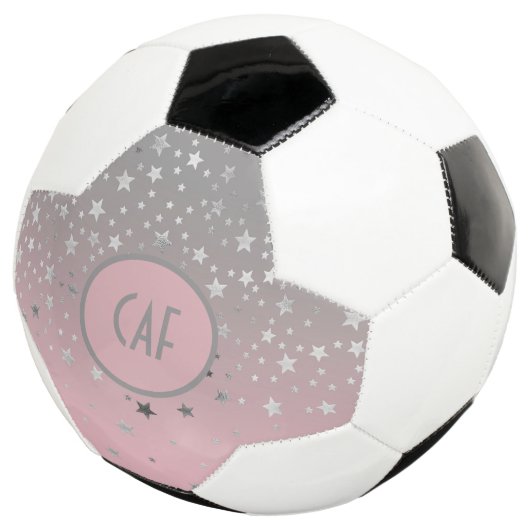 Monogram roze grijze sterren Ombre Trendy Chic Voetbal (Drie kwart)