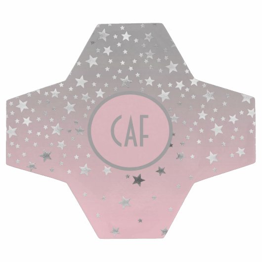 Monogram roze grijze sterren Ombre Trendy Chic Voetbal (Enkel)