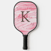 Monogram roze grijze witte sparkle Glitter Swirl Pickleball Paddle (Achterkant)
