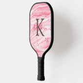 Monogram roze grijze witte sparkle Glitter Swirl Pickleball Paddle (Links)