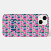 Monogram Roze Groen Blauw Bloemrijk Helder Tropisc Case-Mate iPhone Case (Achterkant (horizontaal))