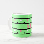 Monogram Roze Groen Witte Polka Dots Koffiemok (Voorkant links)