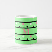 Monogram Roze Groen Witte Polka Dots Koffiemok (Center)