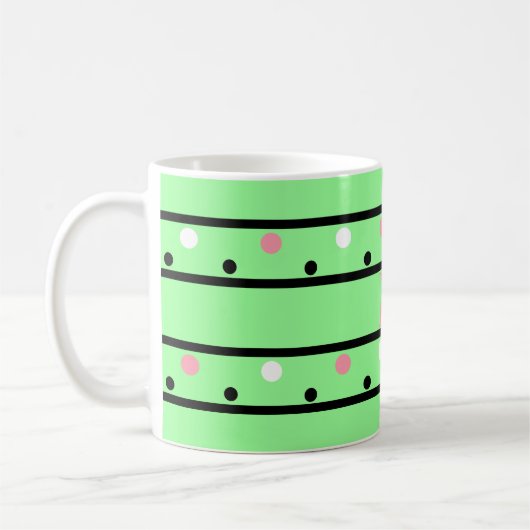 Monogram Roze Groen Witte Polka Dots Koffiemok (Links)