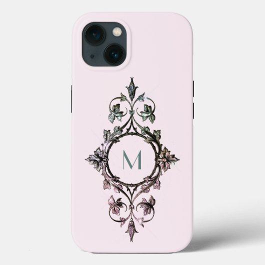 Monogram Roze Groene Bloei Chic Sierlijk Meisjesac Case-Mate iPhone Case (Achterkant)
