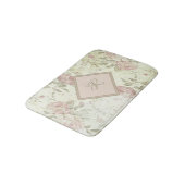 Monogram Roze Groene Bloemige Shabby Chic Roze Roo Badmat (Gekanteld)